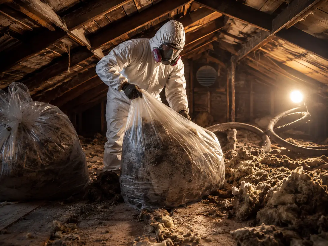 Attic insulation cleanup